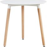 DORAFAIR. Mesa blanca con patas de madera