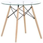 Mesa de cocina redonda IPOTIUS de vidrio templado